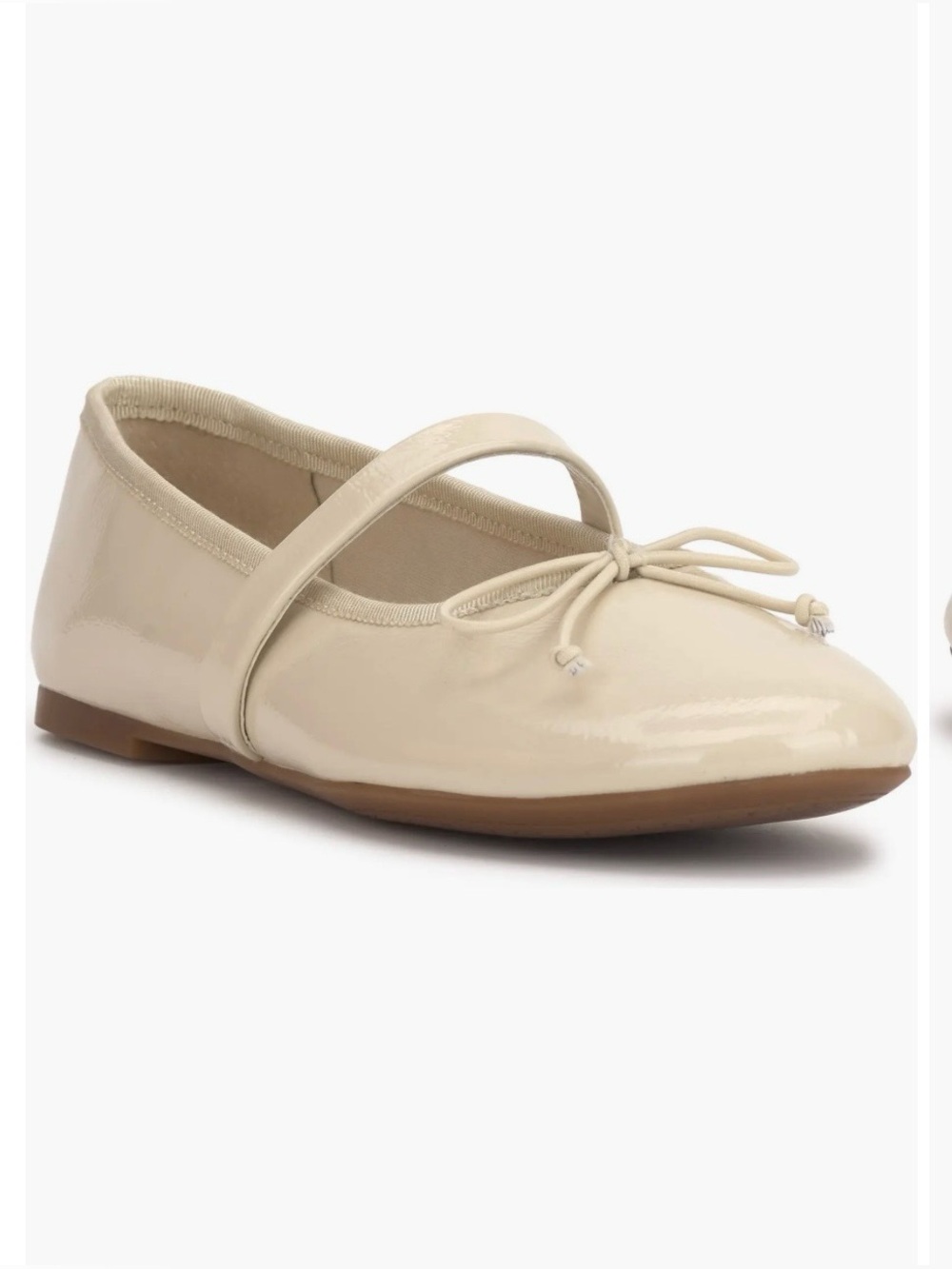 Jessica Simpson Patent Bow Ballet Flat with Strap - Cream NEW